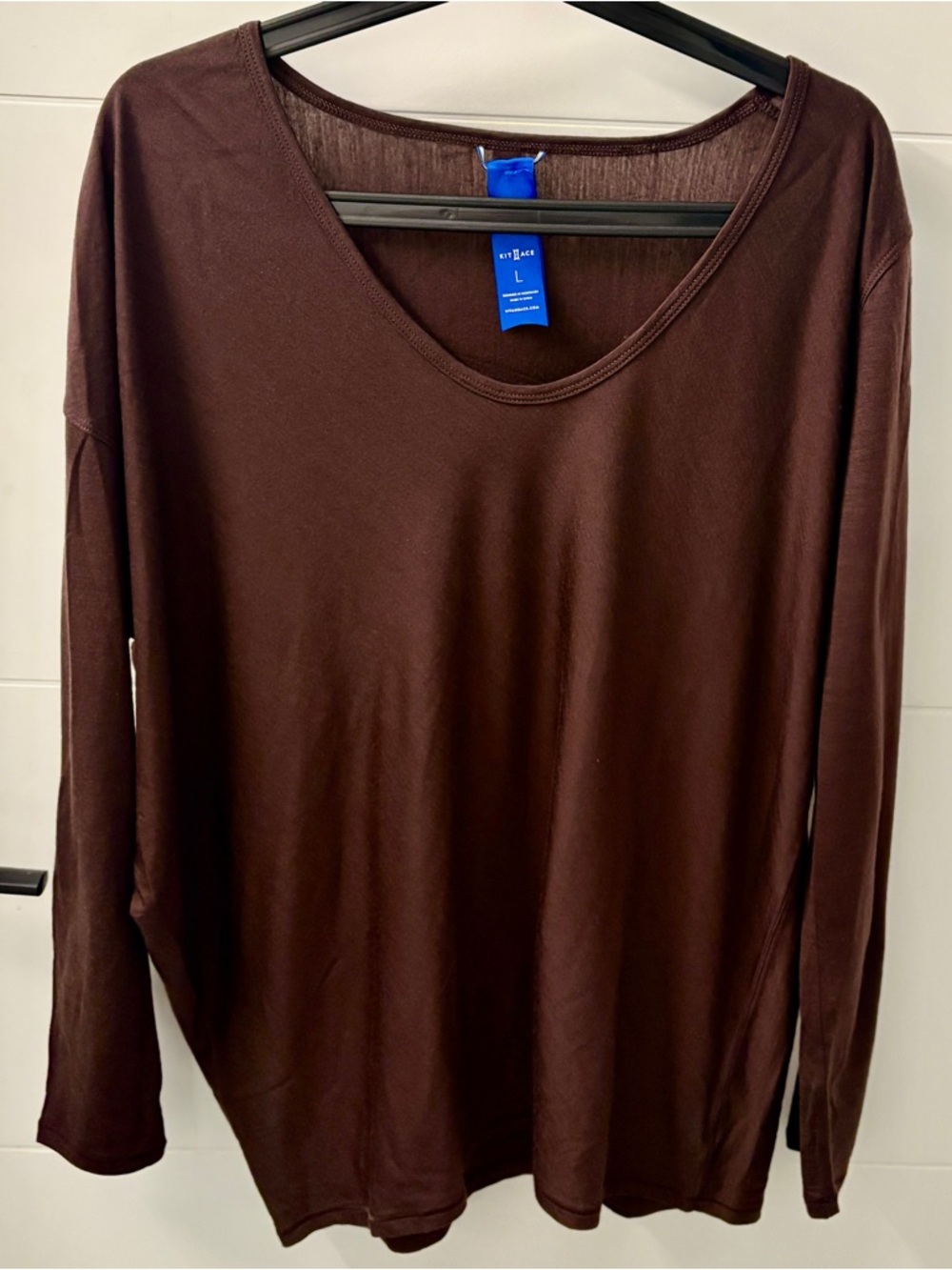 Kit and Ace Wave Long Sleeve Merino Blend Top - Walnut Brown